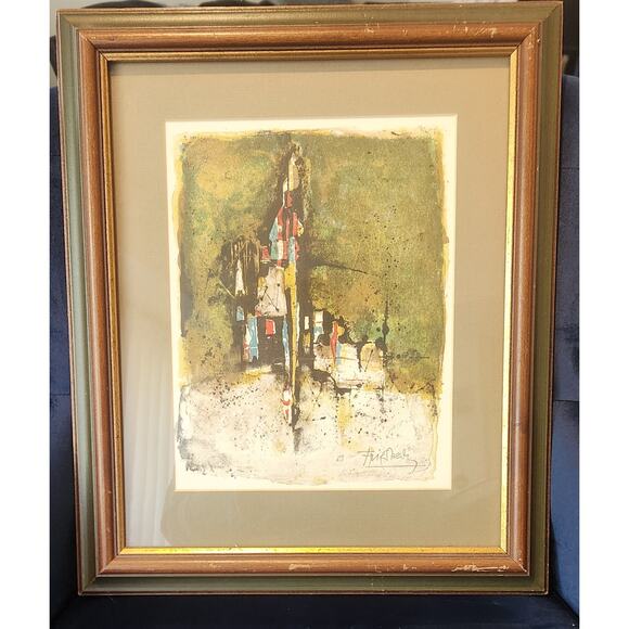 Johnny Friedlaender Signed Abstract Lithograph Mid-Century Mod. Art 17x14 Framed - Picture 1 of 7